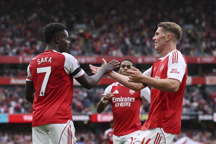 [图]英超-萨卡破门哲凯赖什双响 阿森纳5-0大胜利兹联